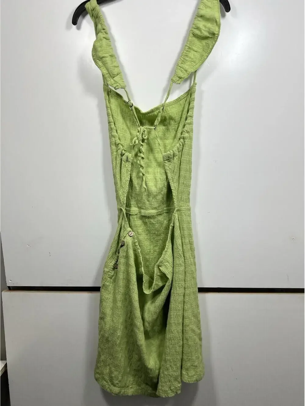 Free People Size  XL Beyond Chic Mini Dress Open Back Greeen Cute Summer Strap